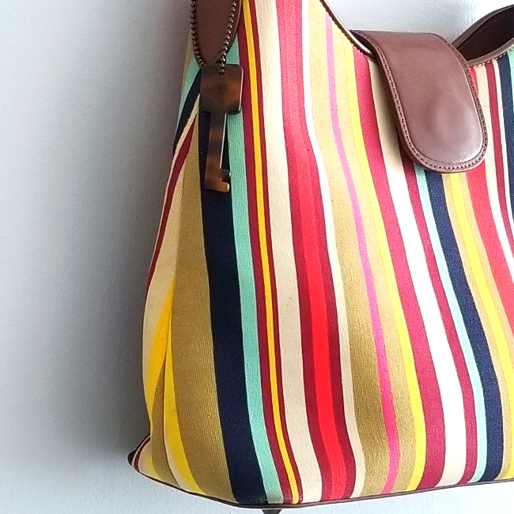 Fossil Colorful Canvas Striped Shoulder Handbag - image 4